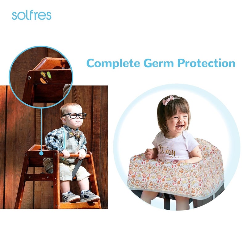 Solfres Dual-Belt High Chair Cover, Baby High Chair Cover, Upgrade Version, for Wooden or Restaurant High Chair, Sturdy and Robust Material, Creamy Cake - Image 3
